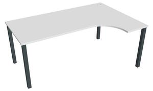 Stůl ergo oblouk levý 180×120/80 cm - Hobis Uni UE 1800 L Dekor stolové desky: šedá, Barva nohou: černá