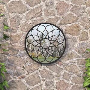 Zahradní zrcadlo černé 40 x 3 cm železo kulaté do exteriéru 318366