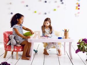 Designový dětský stolek SOMEBUNNY obdélníkový Výška nohou: 47 cm, Barva nohou: Přírodní