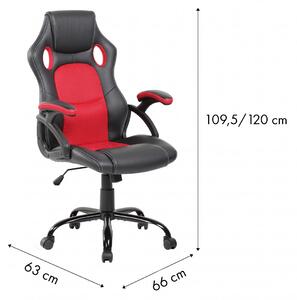 MODERNHOME Otočná herní židle MARA červeno-černá