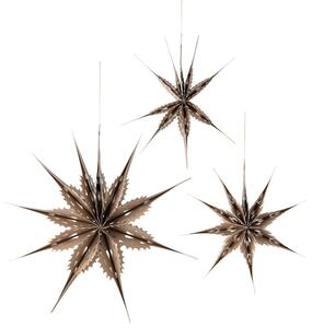 Bloomingville Set tří hnědých papírových vánočních hvězd Ilo Star 66 cm