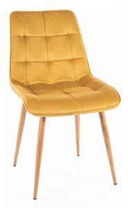 Jídelní židle CHIC D VELVET | dřevěné nohy Barva: Curry / Bluvel 68