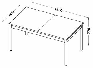 DOLMAR Jídelní stůl rozkládací - PRESTIGO P14, 160/240x90, ořech/matná černá/san sebastian
