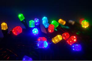 Venkovní LED vánoční řetěz se šestihrannými LED diodami, různobarevná, 10m, 100 LED
