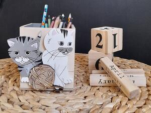 Makuto Art Organizér na stůl pro děti KOČKY ze dřeva Zvolte barvu: Šedočerná