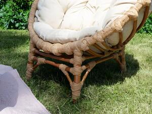 Přírodní pohodlné zahradní křeslo CLER ručně pletené z vrbového proutí - Krémová