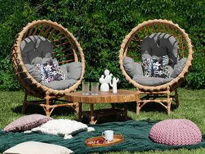 Benlemi Zahradní sada: Dvě přírodní proutěná křesla LAURA a masivní odkládací stolek DAVE Zvolte barvu: Hnědá, Zvolte tvar stolku: Kulatý
