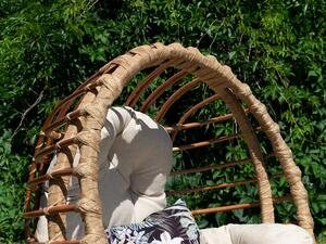 Přírodní kulaté ručně pletené proutěné křeslo LAURA na zahradu i do interiéru - Krémová