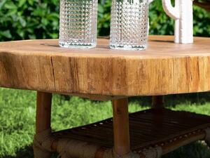 Benlemi Zahradní sada: Dvě přírodní proutěná křesla NIKA a masivní odkládací stolek DAVE Zvolte barvu: Hořčicová, Zvolte tvar stolku: Kulatý