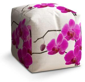 Sablio Taburet Cube Fialové orchideje - 40x40x40 cm