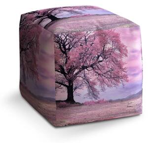 Sablio Taburet Cube Růžový strom - 40x40x40 cm