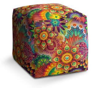 Sablio Taburet Cube Barevné obrazce - 40x40x40 cm