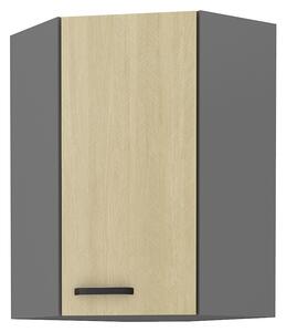 Rohová Horní kuchyňská skříňka Scarmi 58x58 GN-90 1F (Antracit + Herringbone scandi). 1049759
