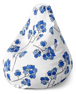 Sablio Sedací vak Pear Modré kvítí - 70 x 95 x 15 cm