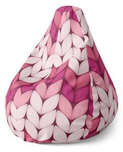 Sablio Sedací vak Pear Tříbarevné růžové pletení - 70 x 95 x 15 cm