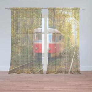 Sablio Záclony Červená tramvaj v lese: 2ks 150x250cm