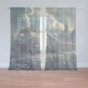 Sablio Záclony Parní lokomotiva v zasněženém městě: 2ks 150x250cm