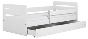 Bílá postel pro děti TOMI s bočnicí 80x180 cm, Zvolte matraci: Pěnová matrace, Zvolte šuplík: Se šuplíkem