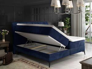 Manželská postel Boxspring 140 cm Alberto (tmavě modrá) (s matracemi). 1027349