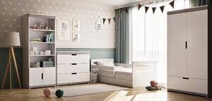 Bílá postel pro děti TOMI s bočnicí 80x180 cm, Zvolte matraci: Pěnová matrace, Zvolte šuplík: Bez šuplíku