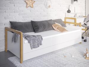 Bílá dětská postel VICTOR s bočnicí - Pěnová matrace, 80x180 cm