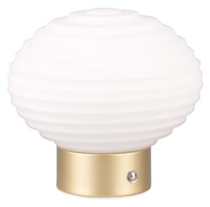 Stmívatelná LED stolní lampa v bílé a zlaté barvě se skleněným stínidlem (výška 14,5 cm) Earl – Reality