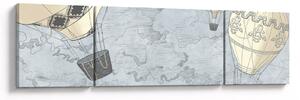 Obraz - Balóny nad městem, chladné tóny (170x50 cm)