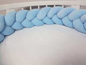 Sametový mantinel pletený do copu ze 3 pramenů - Nebesky modrá, Rozměr: 300 cm