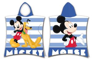 Pončo s obrázkem Mickeyho laděný do modré barvy. Obrázek na přední i zadní straně. Pončo lze využít jako ručník nebo župánek s kapucí. Rozměr ponča je 50x115 cm