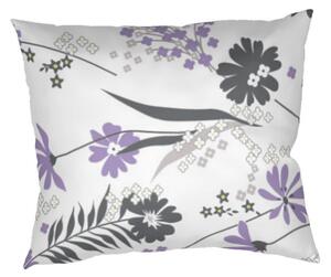Povlak na polštář z kvalitní jemné bavlny se vzorem květinek. Vzor Agáta fialová na bílém. Rozměr povlaku je 70x90 cm
