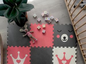 Pěnová puzzle podlaha do dětského pokoje 9 dílů RŮŽOVÁ KORUNKA