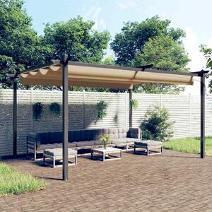 Zahradní altán se zatahovací střechou 4 x 3 m taupe 318539