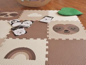 Hrací pěnová puzzle podlaha 9 dílů HNĚDÝ LENOCHOD do dětského pokoje
