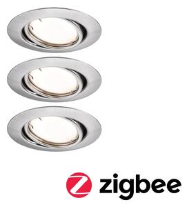 P 92464 LED vestavné svítidlo Smart Home Zigbee Base Coin základní sada výklopné kruhové 90mm 20° 3x4,9W 230V stmívatelné 3000K kov kartáčovaný - PAULMANN