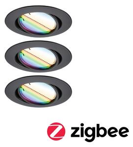 P 92468 LED vestavné svítidlo Smart Home Zigbee Base Coin základní sada výklopné kruhové 90mm 20° 3x4,9W 230V stmívatelné RGBW+ černá mat - PAULMANN