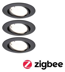 P 92465 LED vestavné svítidlo Smart Home Zigbee Base Coin základní sada výklopné kruhové 90mm 20° 3x4,9W 230V stmívatelné 3000K černá mat - PAULMANN