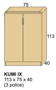 Dvířkový prádelník z masivu KUMI IX 113x75x40 (policový prádelník s dvířky)
