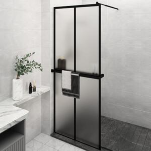 Zástěna do průchozí sprchy s policí černá 80x195 cm ESG/hliník 3185446