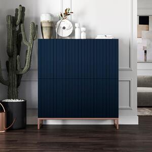 Komoda RTV Glamour 4D TV skíka Moderní Nábytek Lindner 112cm x 36,5cm x 126 cm Barva: Námonická mod Rám: mdná barva - kov