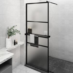 Zástěna do průchozí sprchy s policí černá 80x195 cm ESG/hliník 3185451