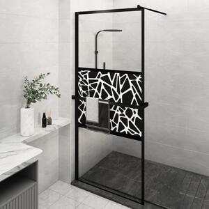 Zástěna do průchozí sprchy s policí černá 90x195 cm ESG/hliník 3185464