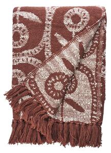 Přehoz z recyklované bavlny Rust / Off white 125 × 175 cm