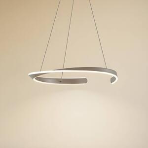 Lucande LED závěsné světlo Eloura, stříbrné, Ø58cm, kov,, Hliník / šedá / zinek, Obývací pokoj / jídelna, kov, Moderní
