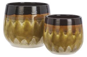 Kameninový obal na květináč Reactive Yellow / Brown / Beige větší