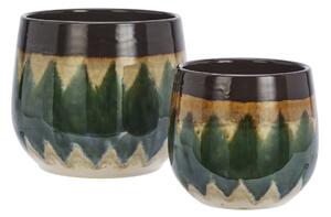 Kameninový obal na květináč Reactive Green / Brown / Beige menší