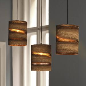 OSRAM Závěsné světlo CYLINDER, 3-ramenné, hnědá, Ø 20 cm, vlnité lepenky, stmívatelný, Hnědá / rez, Obývací pokoj / jídelna, Papír / lunolit / lunopal