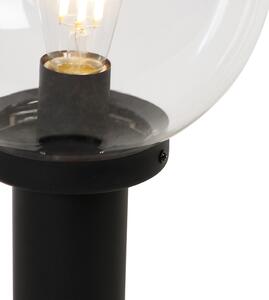 Stojací venkovní lampa černá s čirou koulí 50 cm IP44 - Sfera