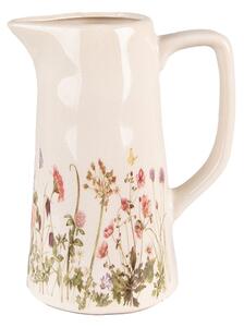 Béžový keramický dekorační džbán s lučními květy Flowers of Love L - 20*13*25 cm