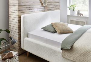 Dvoulůžková postel taupe 180 x 200 cm fleece bílá