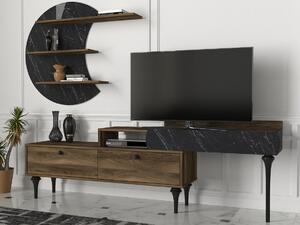 Televizní stolek s policí PEDRO ořech/marble